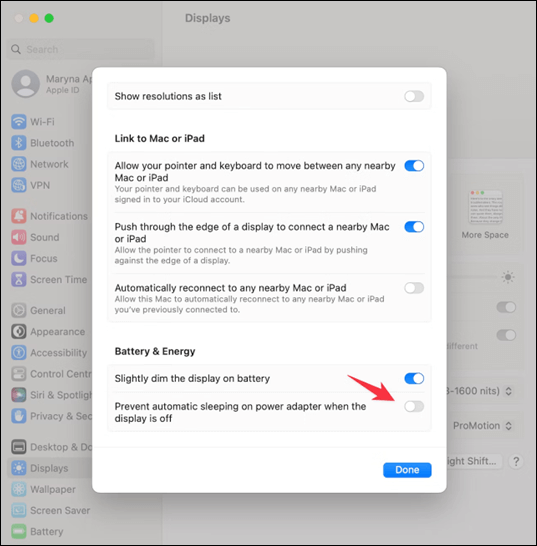 To disable sleep mode on your MacBook