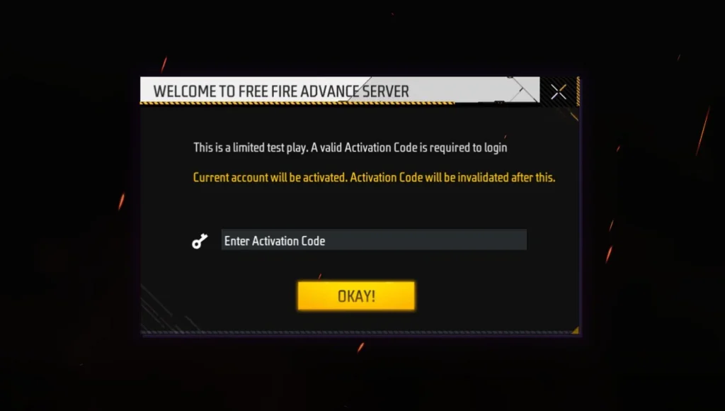 how do i get my free fire advance server activation code